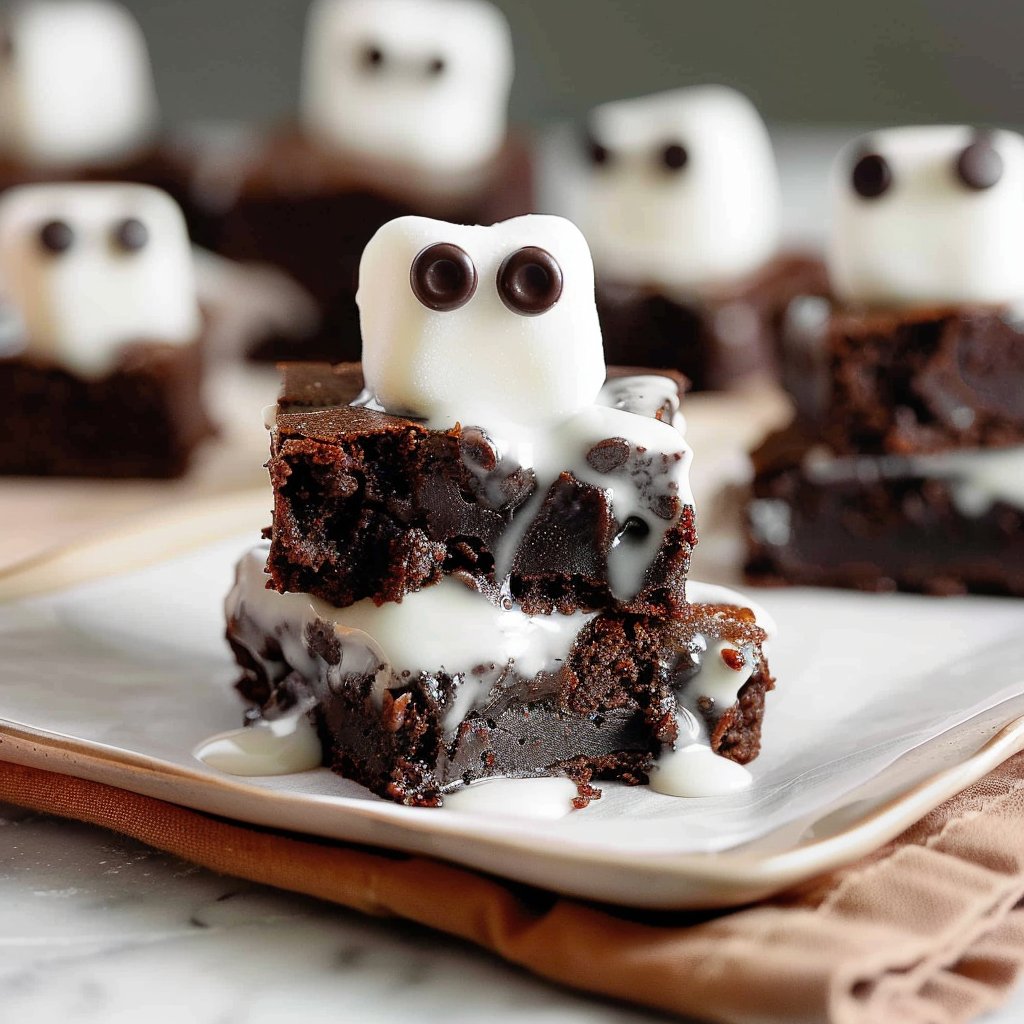 Spooky Ghost Marshmallow Fudgy Brownies
