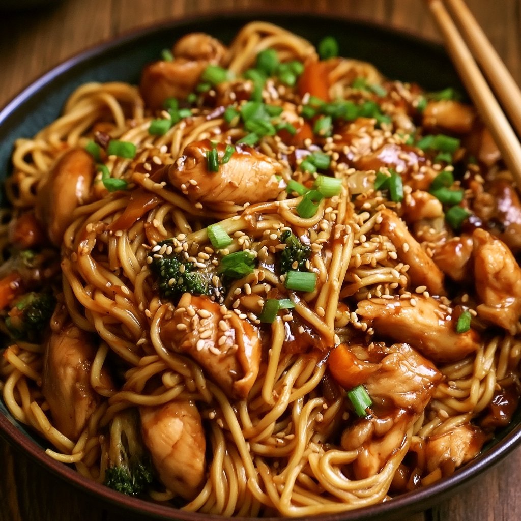 Hähnchen-Teriyaki-Nudeln – Ein schnelles und leckeres Gericht