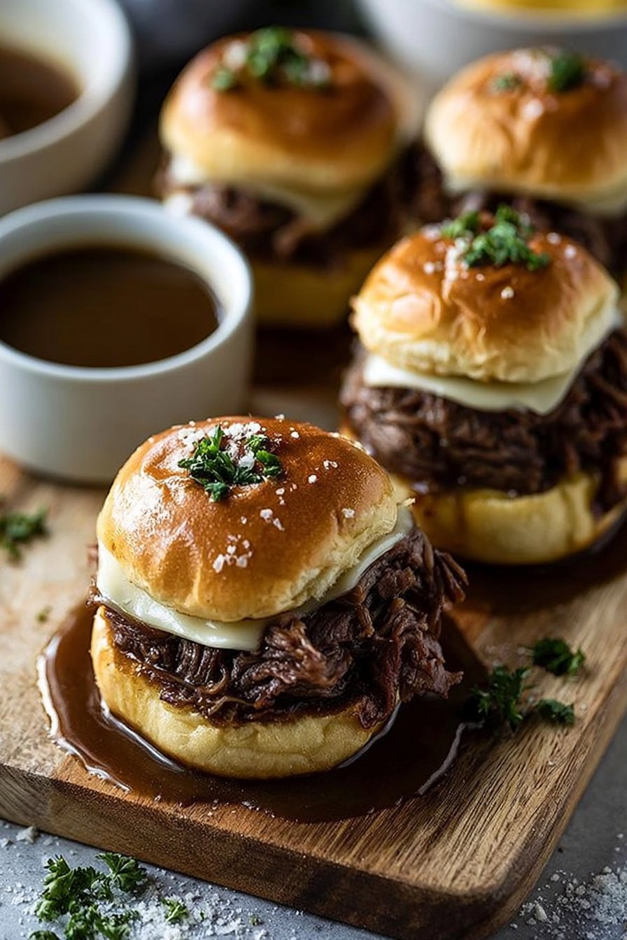 Restaurant-Style French Dip Sliders with Savory Au Jus 2 French Dip Sliders