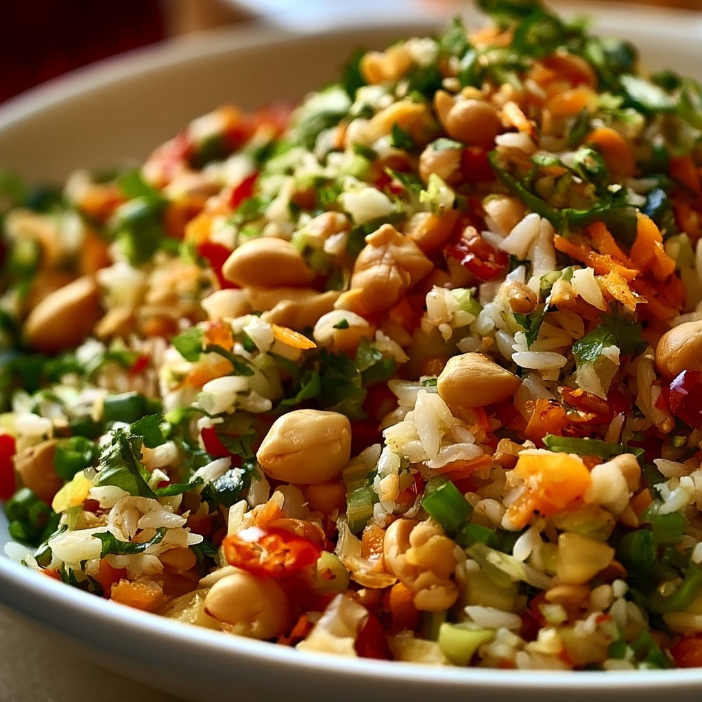 Knuspriger Erdnuss-Chili-Reissalat