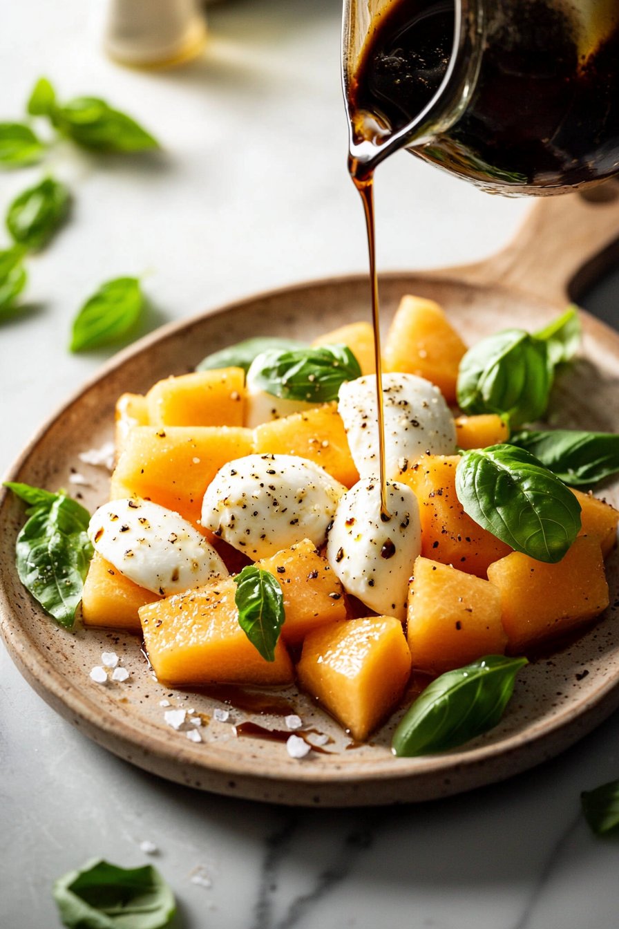 Cantaloupe-Mozzarella-Salat