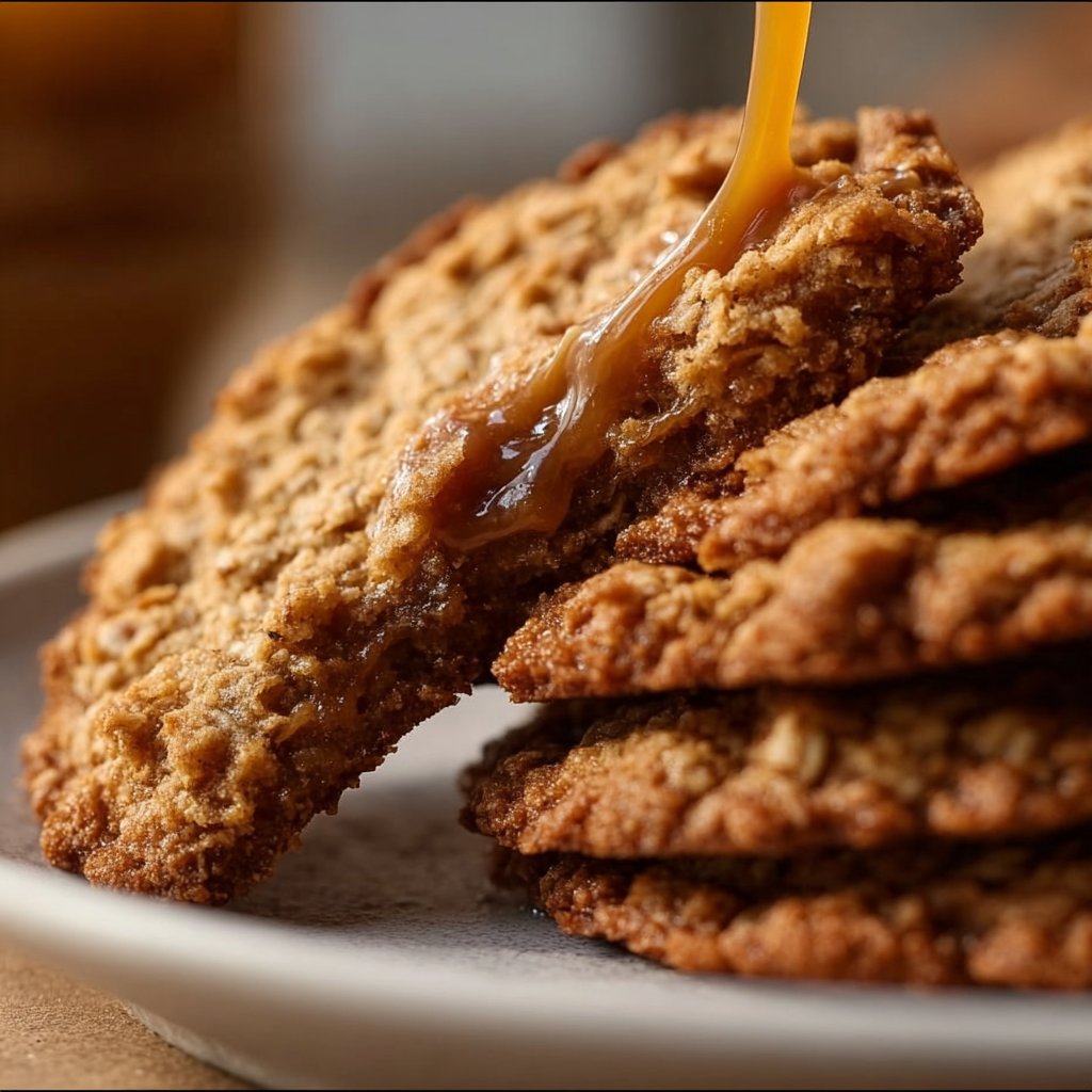 Caramel Stuffed Oatmeal Cookies