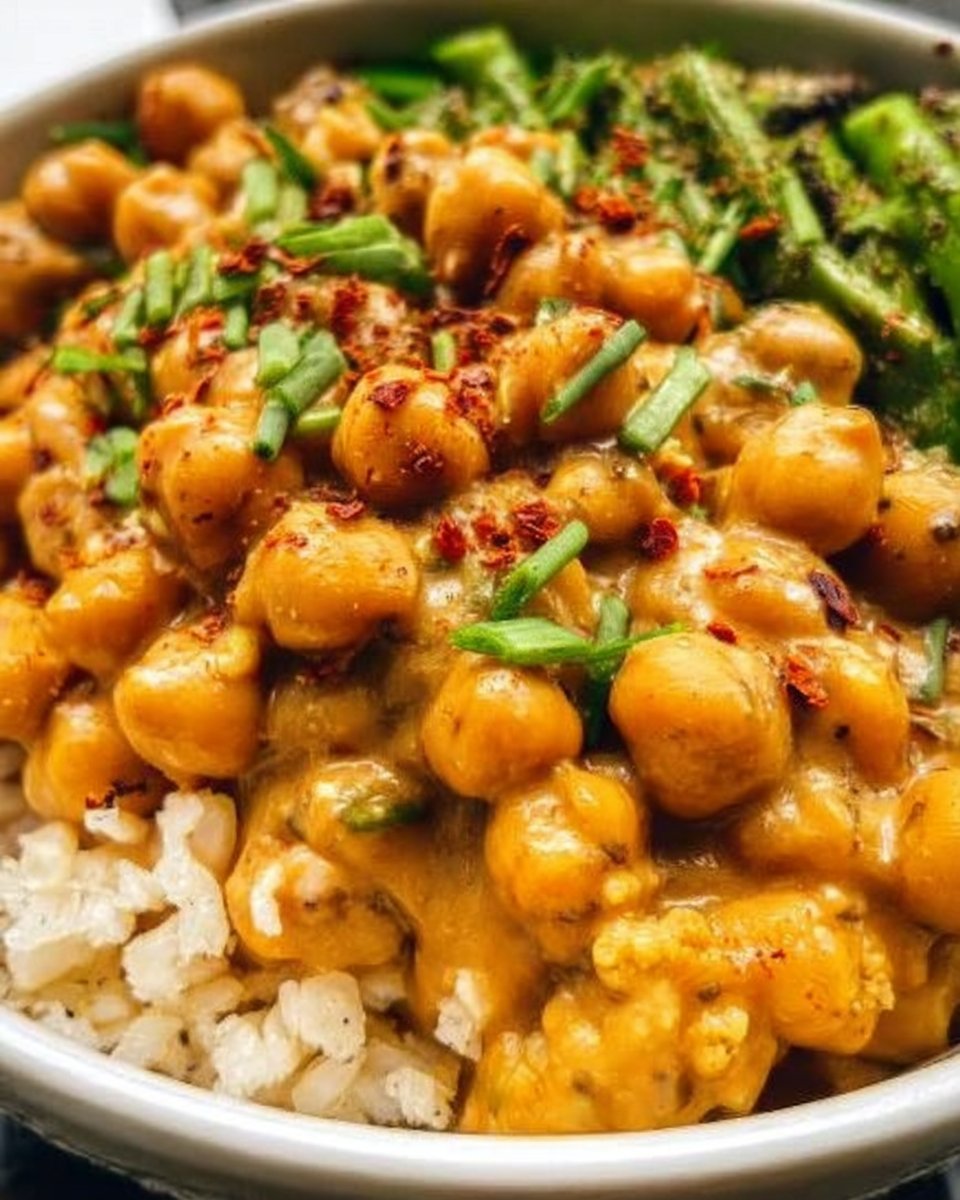 Savory Peanut-Chickpea Veggie Buddha Bowls