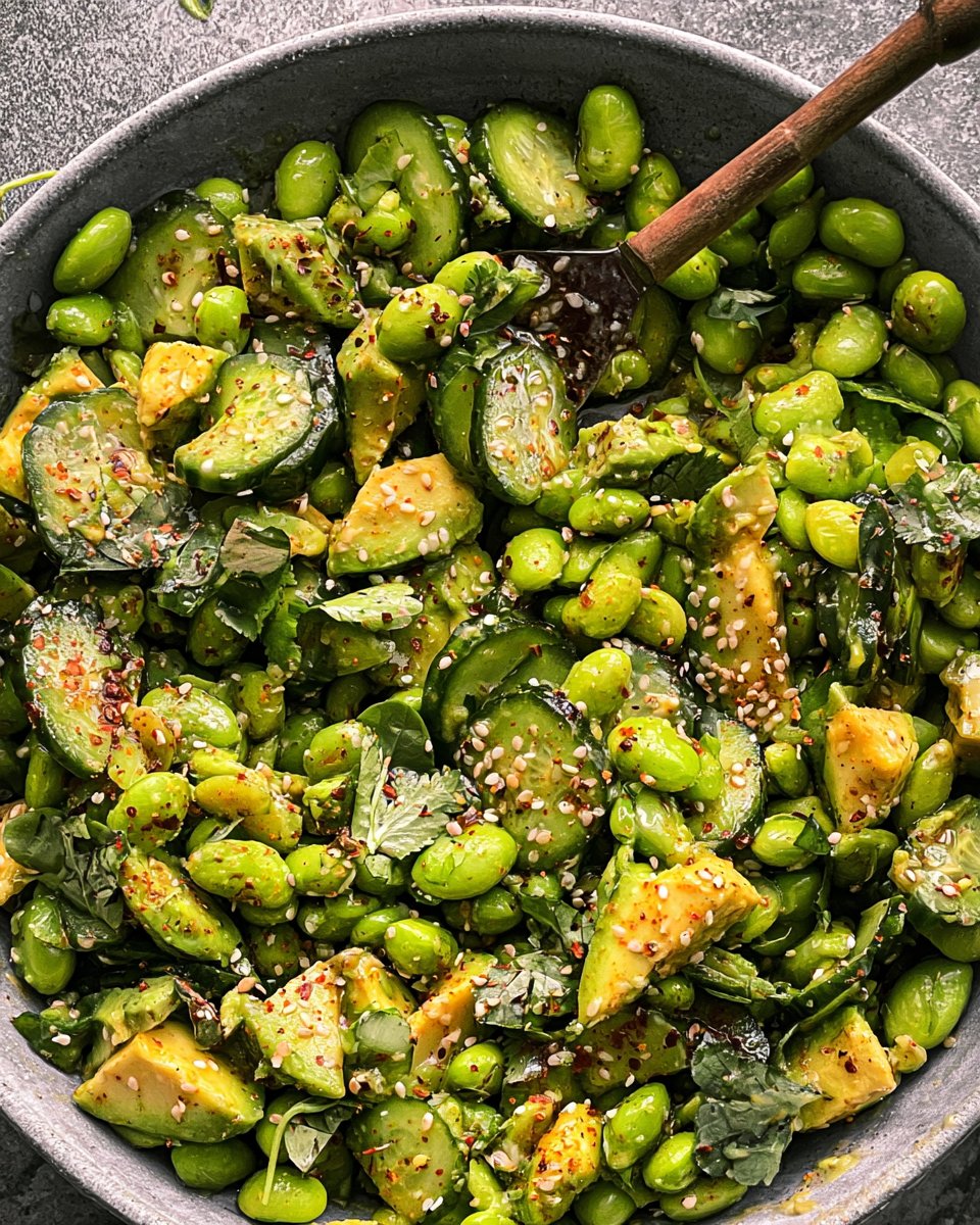 Cucumber Edamame Avocado Salad