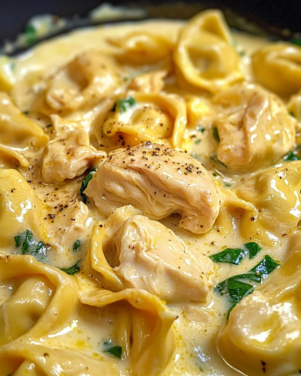 Tortellini with chicken in cream sauce