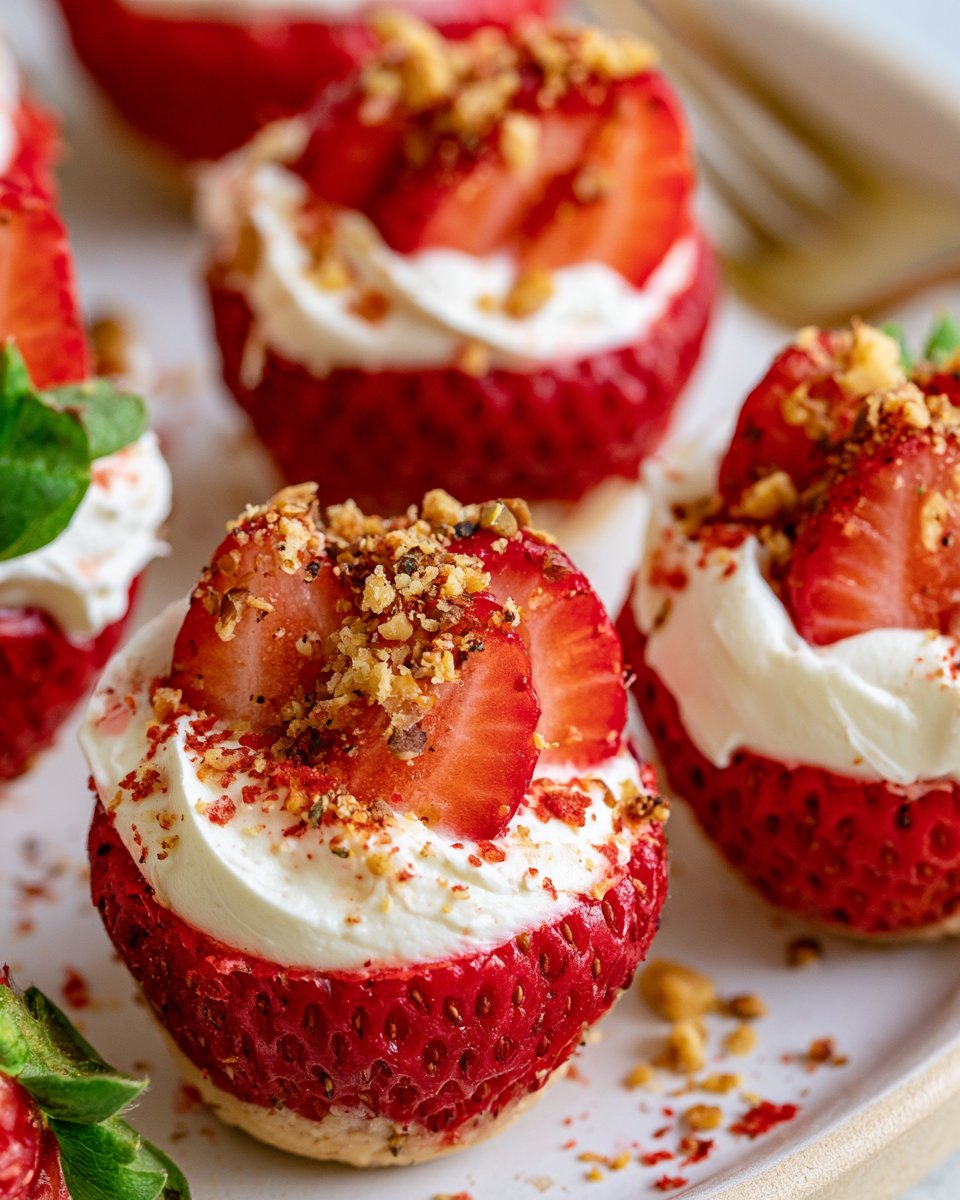 High Protein Cheesecake Stuffed Strawberries