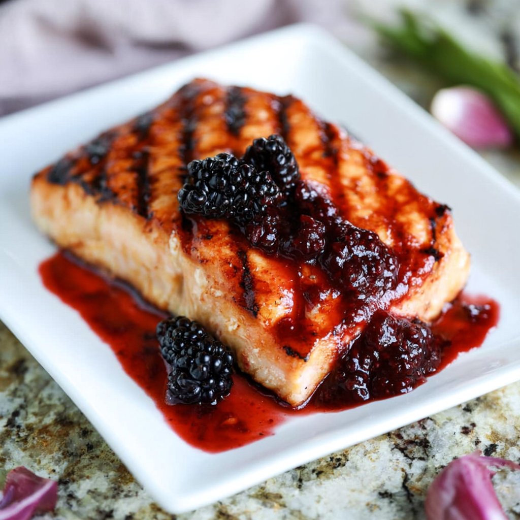 Grilled Salmon with Blackberry Sauce
