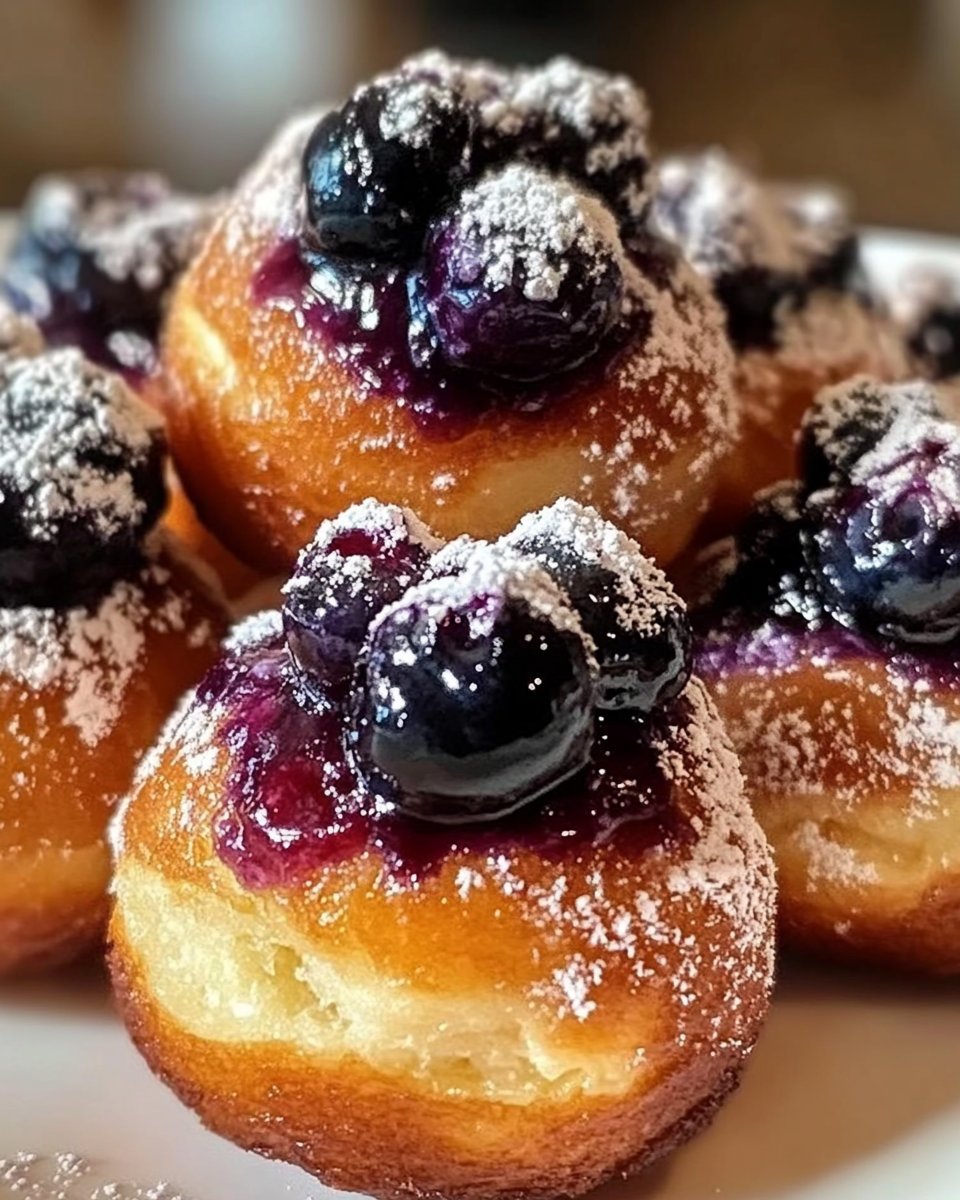 Luftfritteuse Heidelbeer- und Hüttenkäse-Donutlöcher für Genuss
