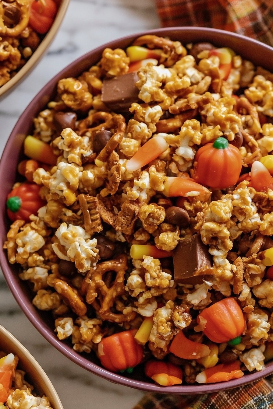 Harvest Popcorn Snack Mix Recipe | Fest snacks, Fall snack mixes, Halloween sleepover