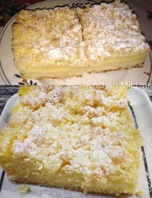 Vanillepuddingkuchen mit Streusel