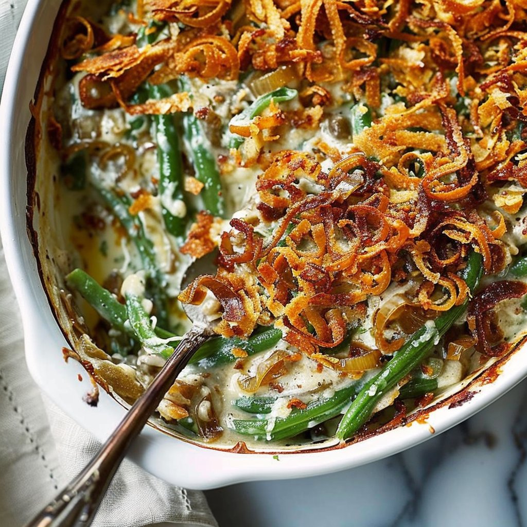 Fresh Green Bean Casserole with Crispy Shallots