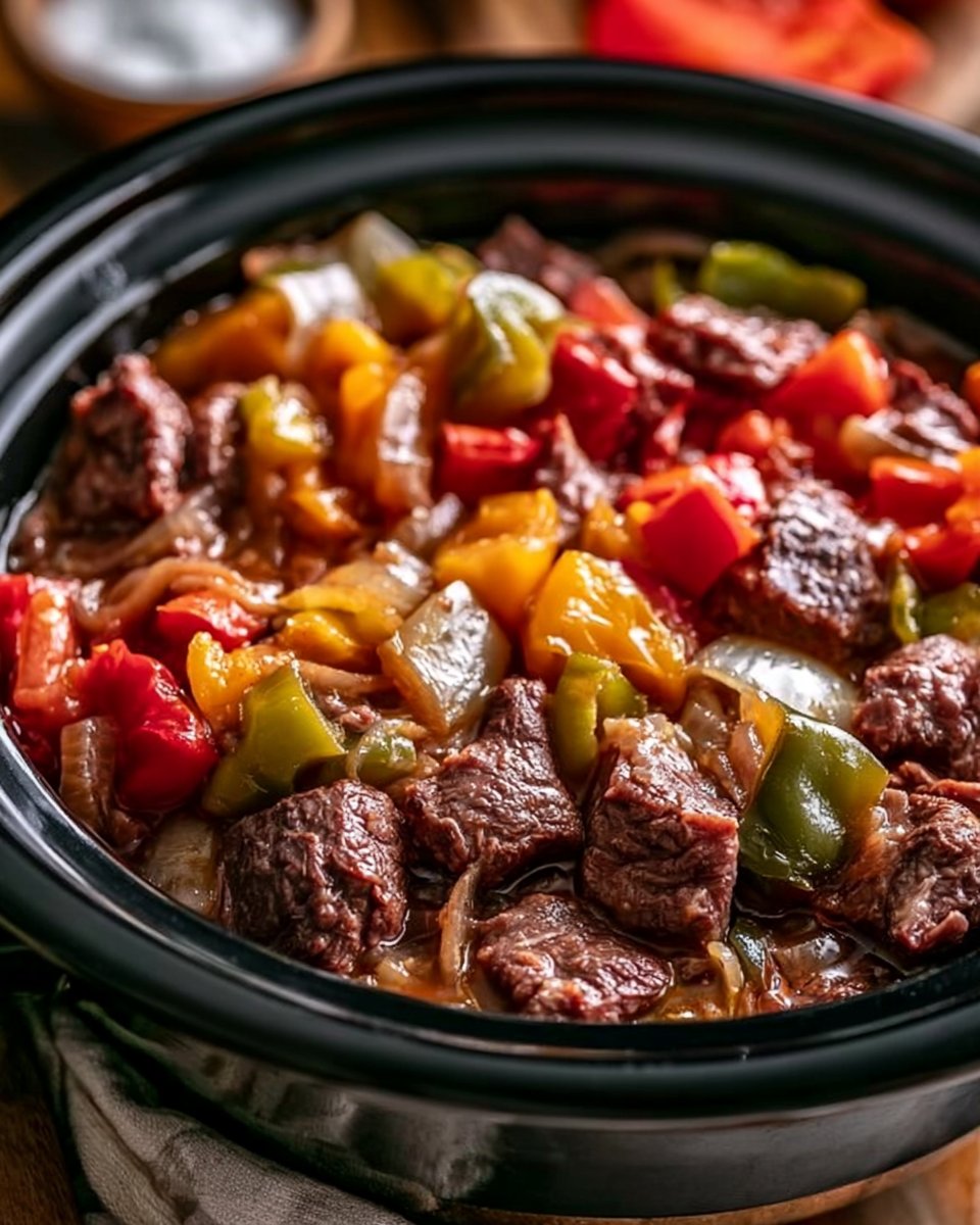 Easy Slow Cooker Pepper Steak