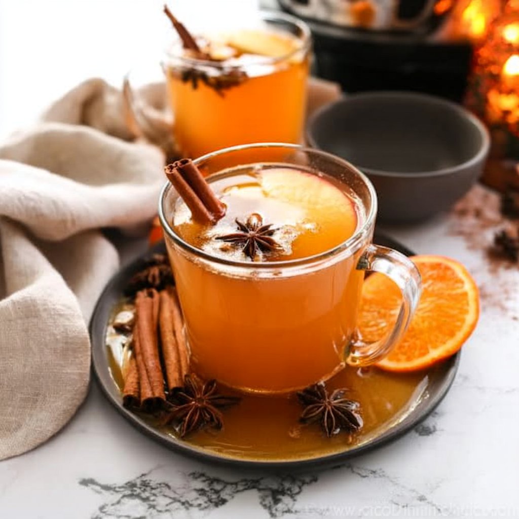 Warm Crockpot Mulled Apple Cider with Star Anise
