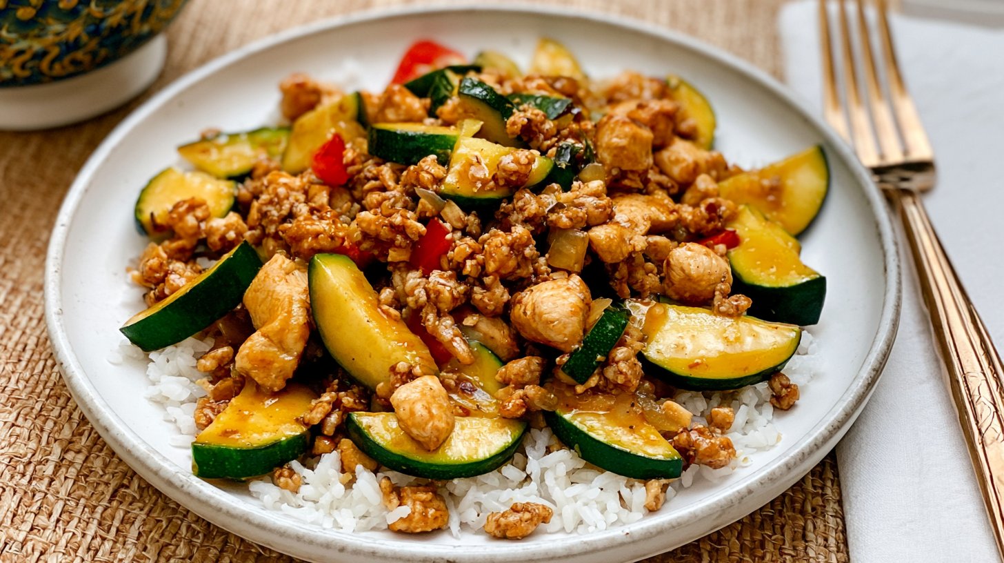 Healthy Ground Chicken and Zucchini Stir Fry