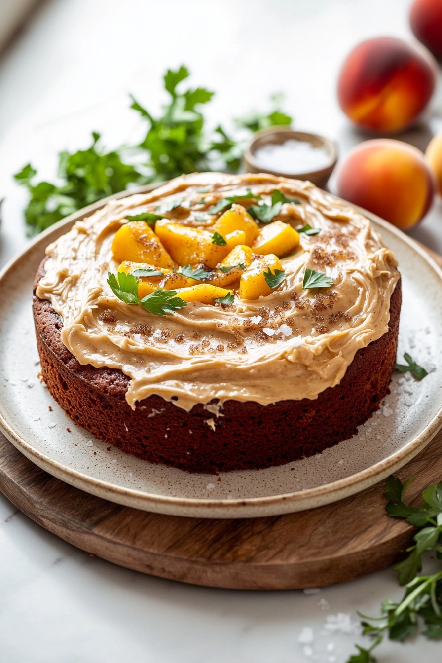 Peach Cake with Brown Sugar Frosting