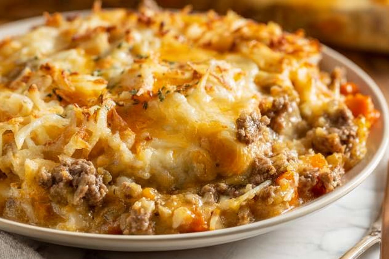 Cheesy Ground Beef and Hashbrown Casserole
