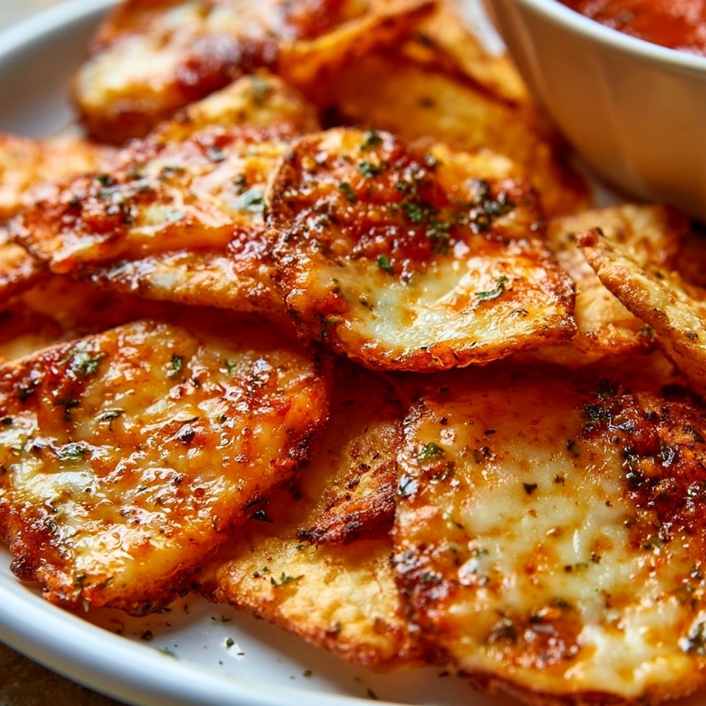 Knusprige Air Fryer Pizza Chips mit Mozzarella-Genuss!