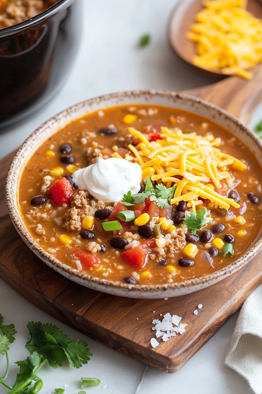 Crockpot Taco-Reis-Suppe