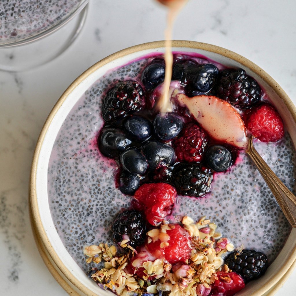 High-Fiber Chia Seed and Berry Pudding Bowl