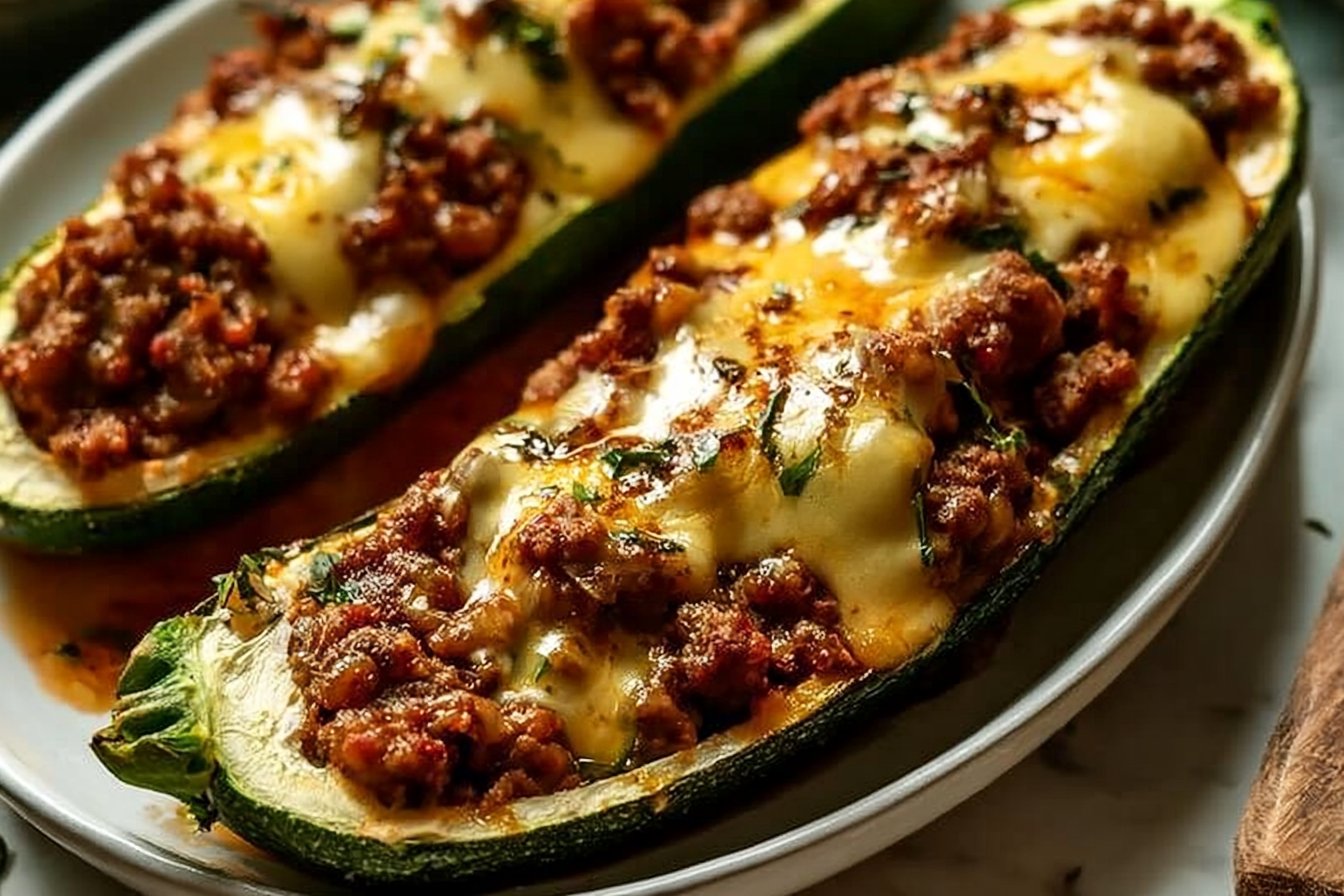 Ground Beef Zucchini Boats