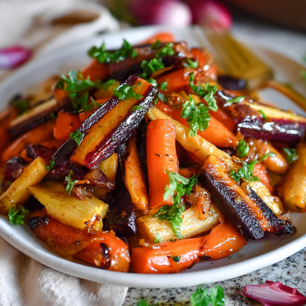 Hot Honey Glazed Roasted Rainbow Carrots