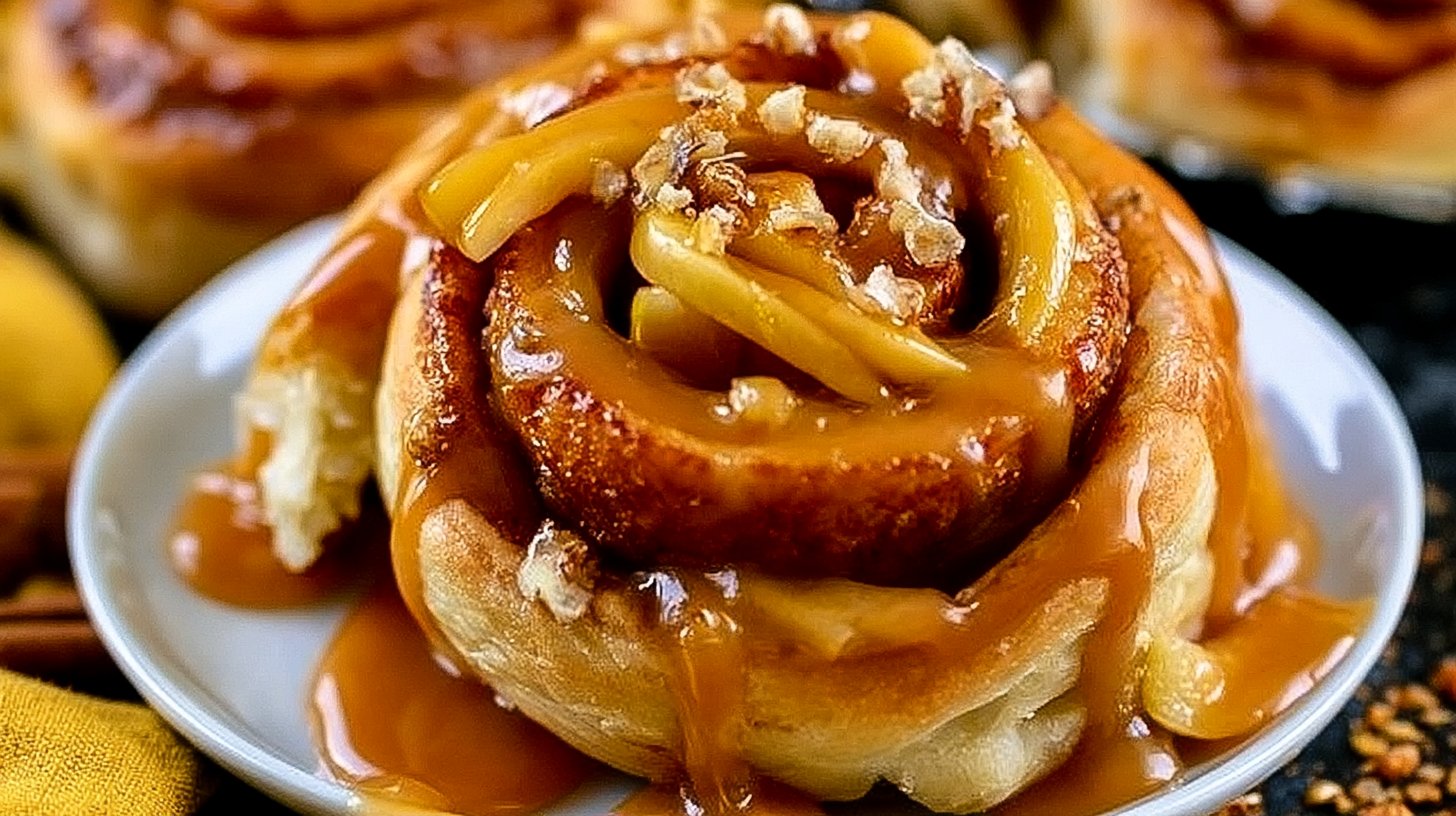 Caramel Apple Cinnamon Rolls with Caramel Glaze