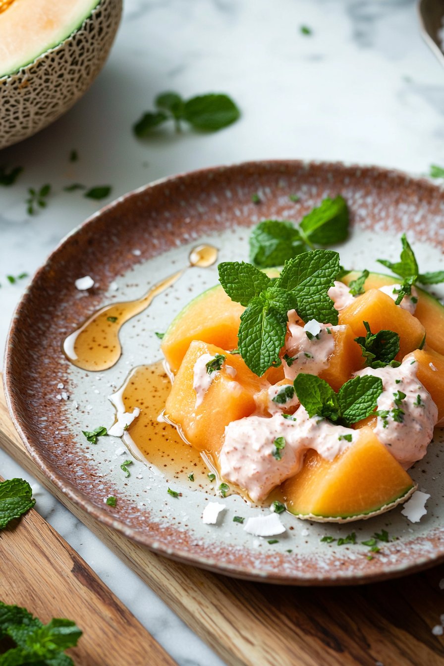 Cantaloupe in Coconut Rose Cream