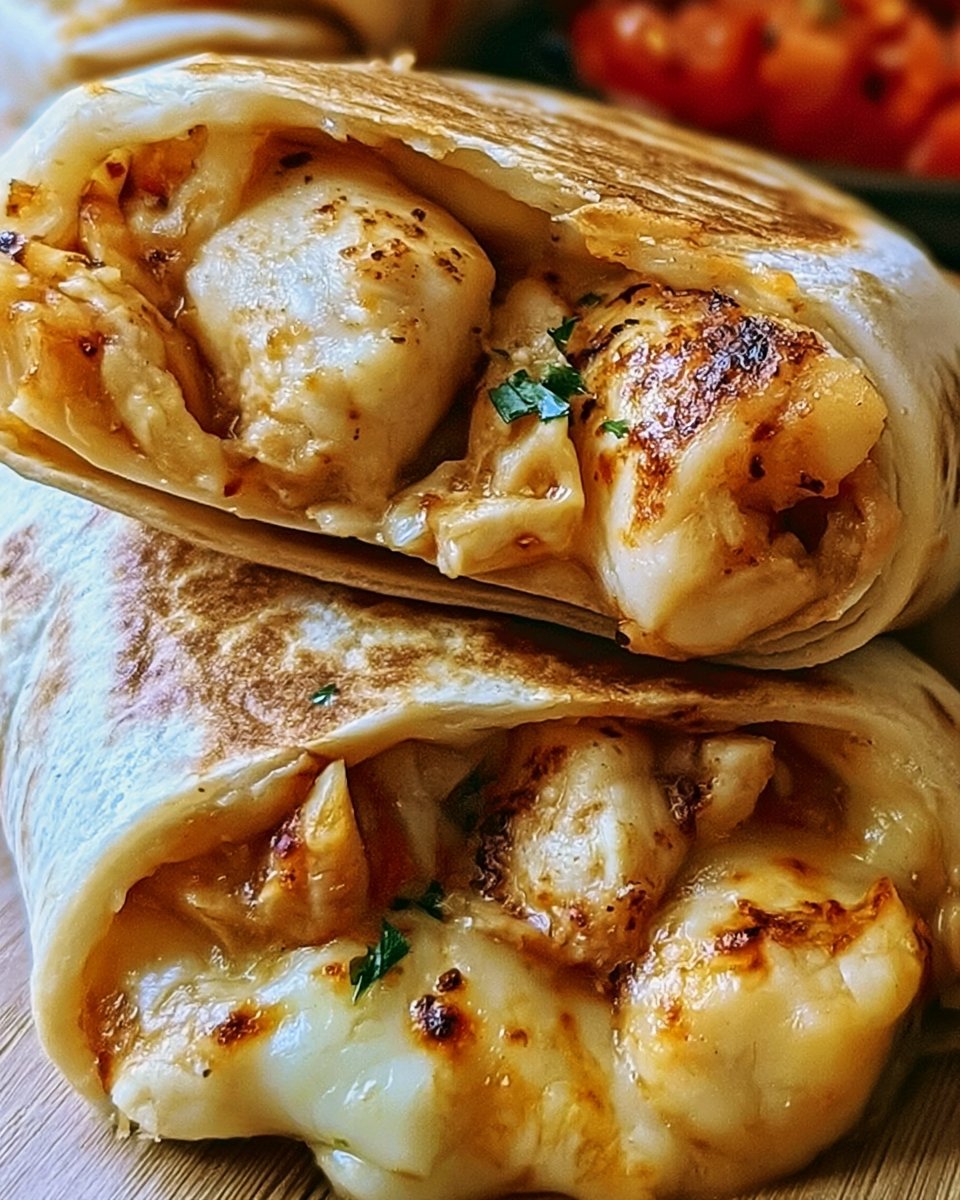 Cheesy Garlic Chicken Wraps Recipe