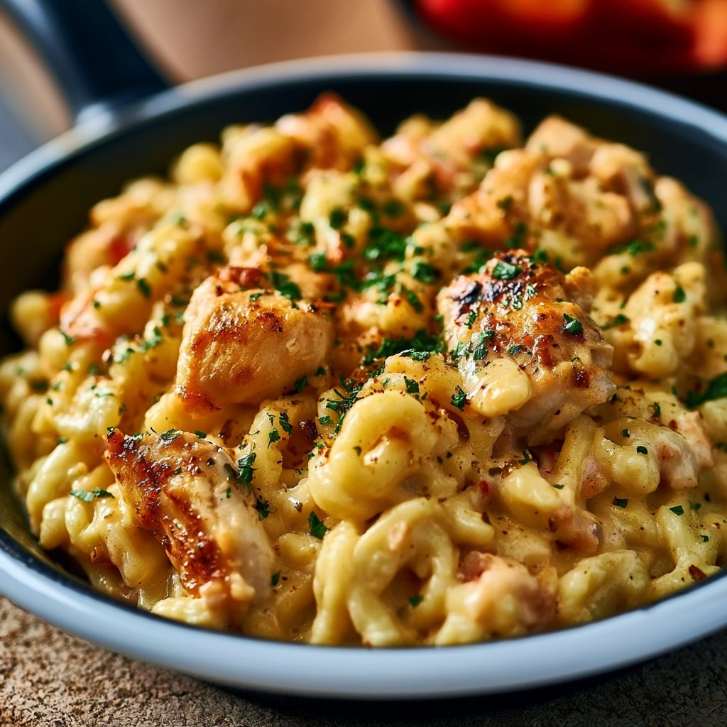 One-Pot-Spätzle mit Hähnchen