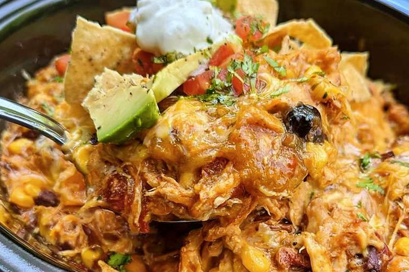 Crockpot Chicken Enchiladas Casserole