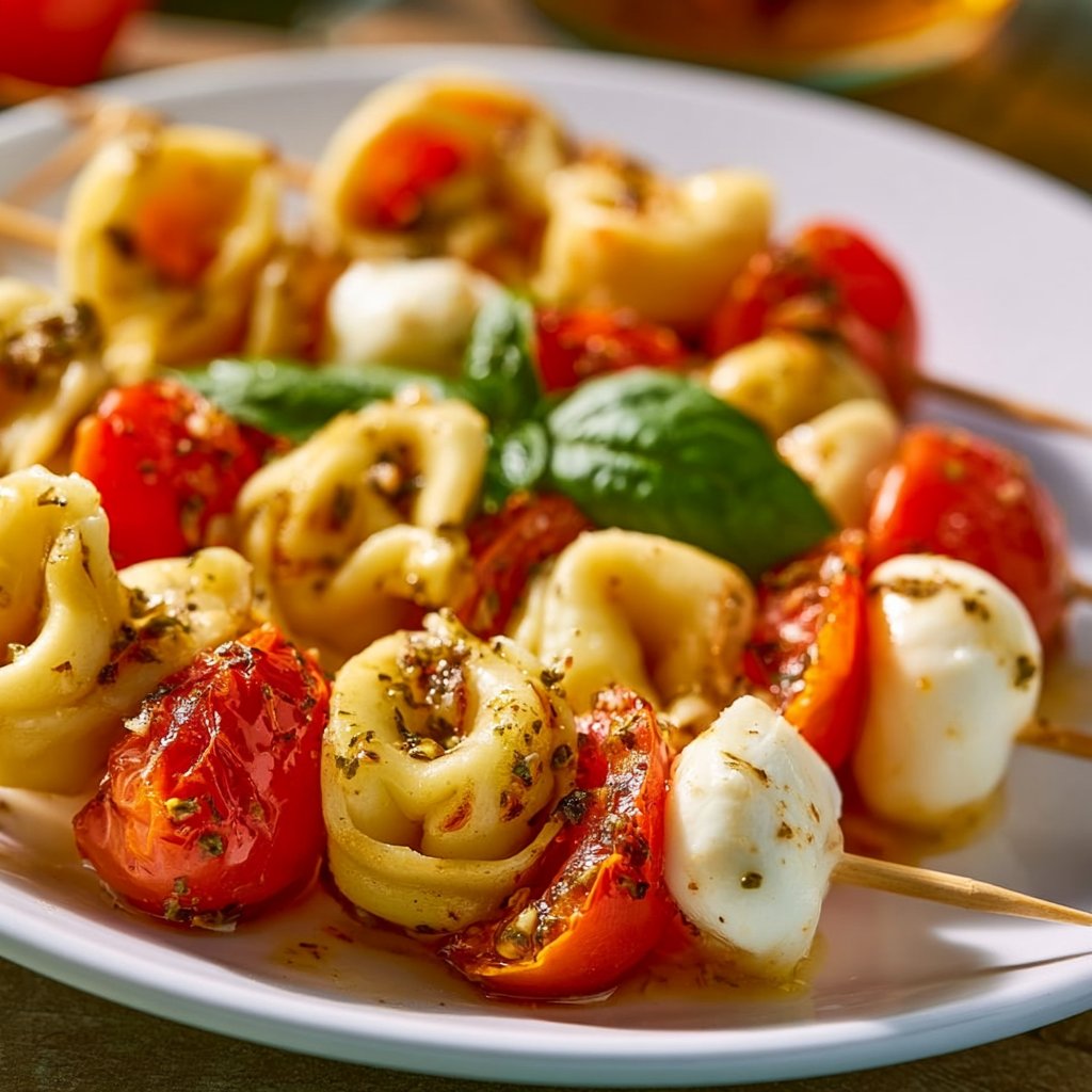 Tortellini-Spieße mit Kirschtomaten und Mozzarella