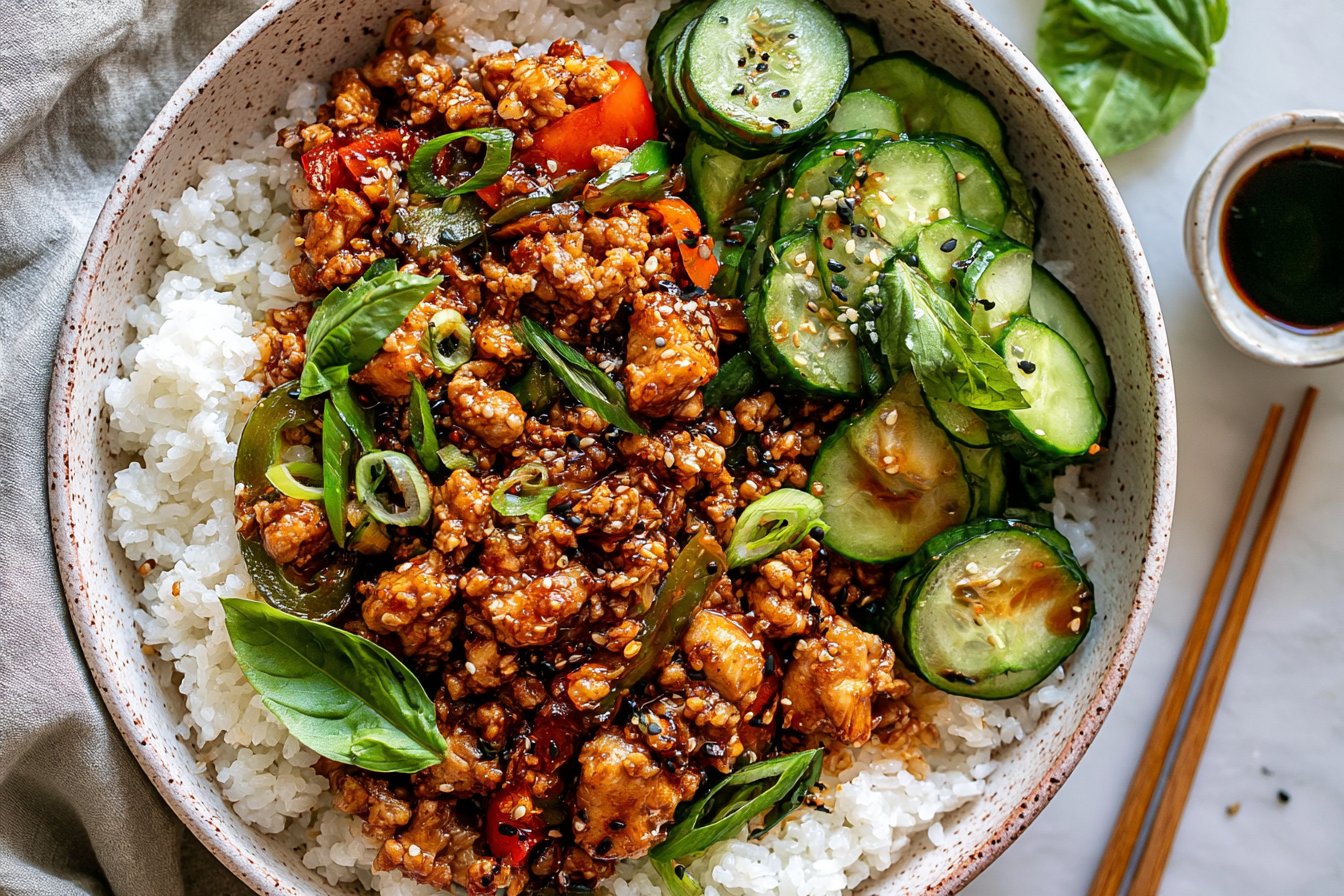 Ground Chicken Teriyaki Bowl