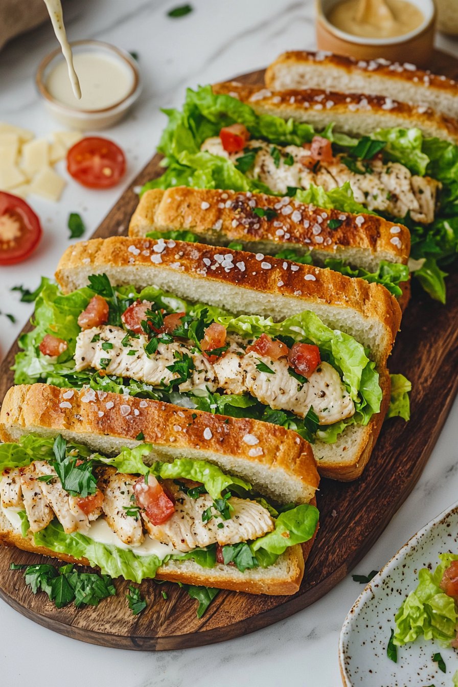 Garlic Bread Chicken Caesar Salad Subs
