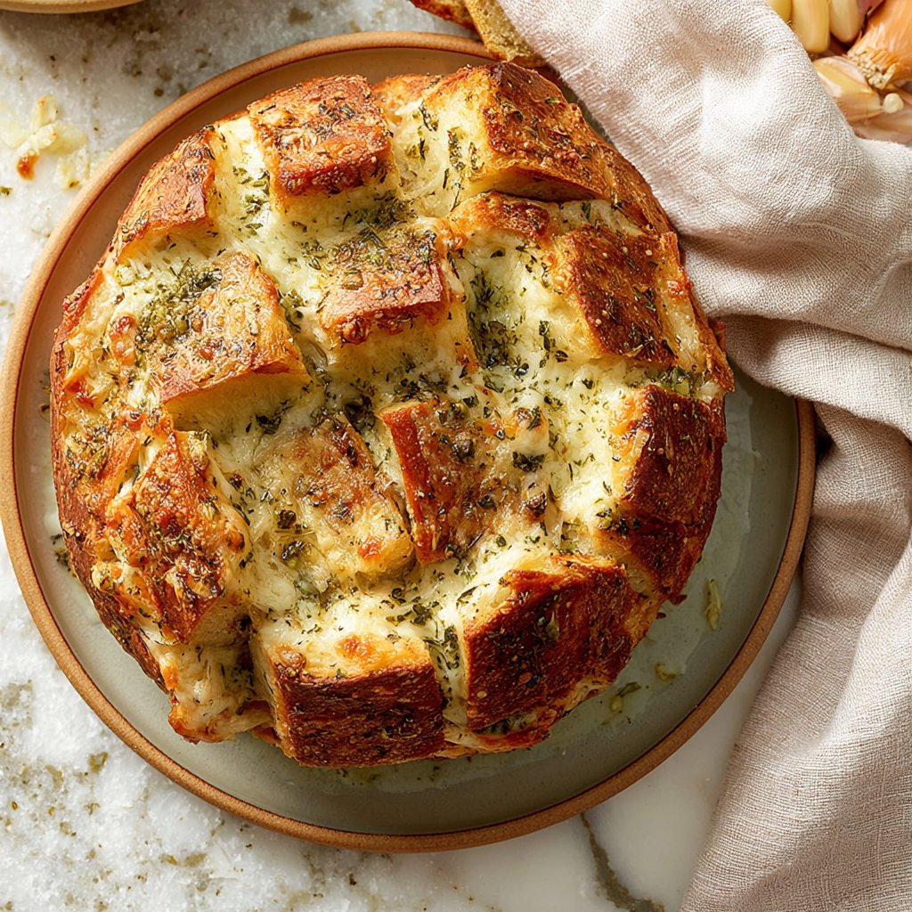 Cheesy Garlic Herb Pull-Apart Sourdough Loaf