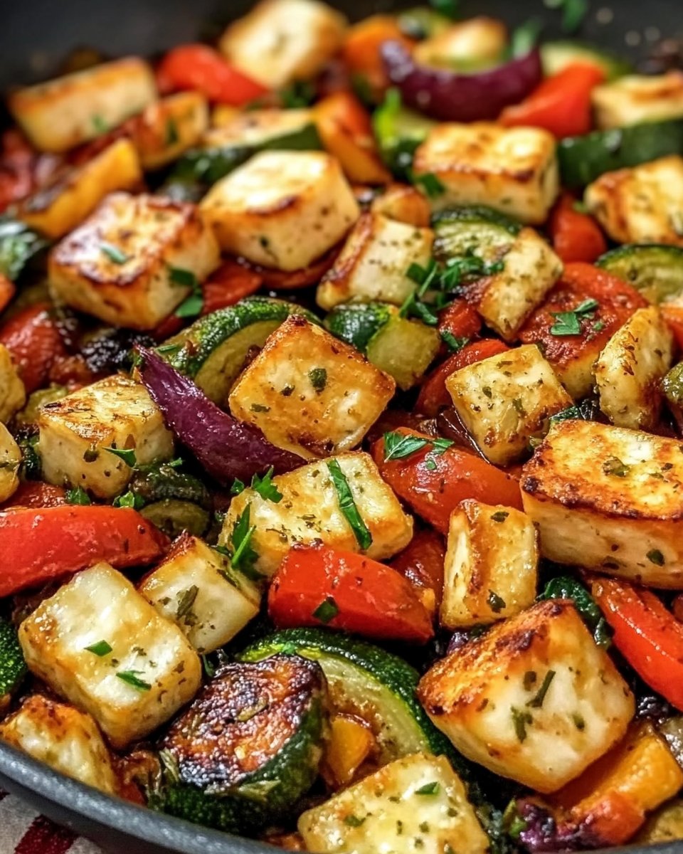 Gemüsepfanne mit Halloumi aus der Pfanne