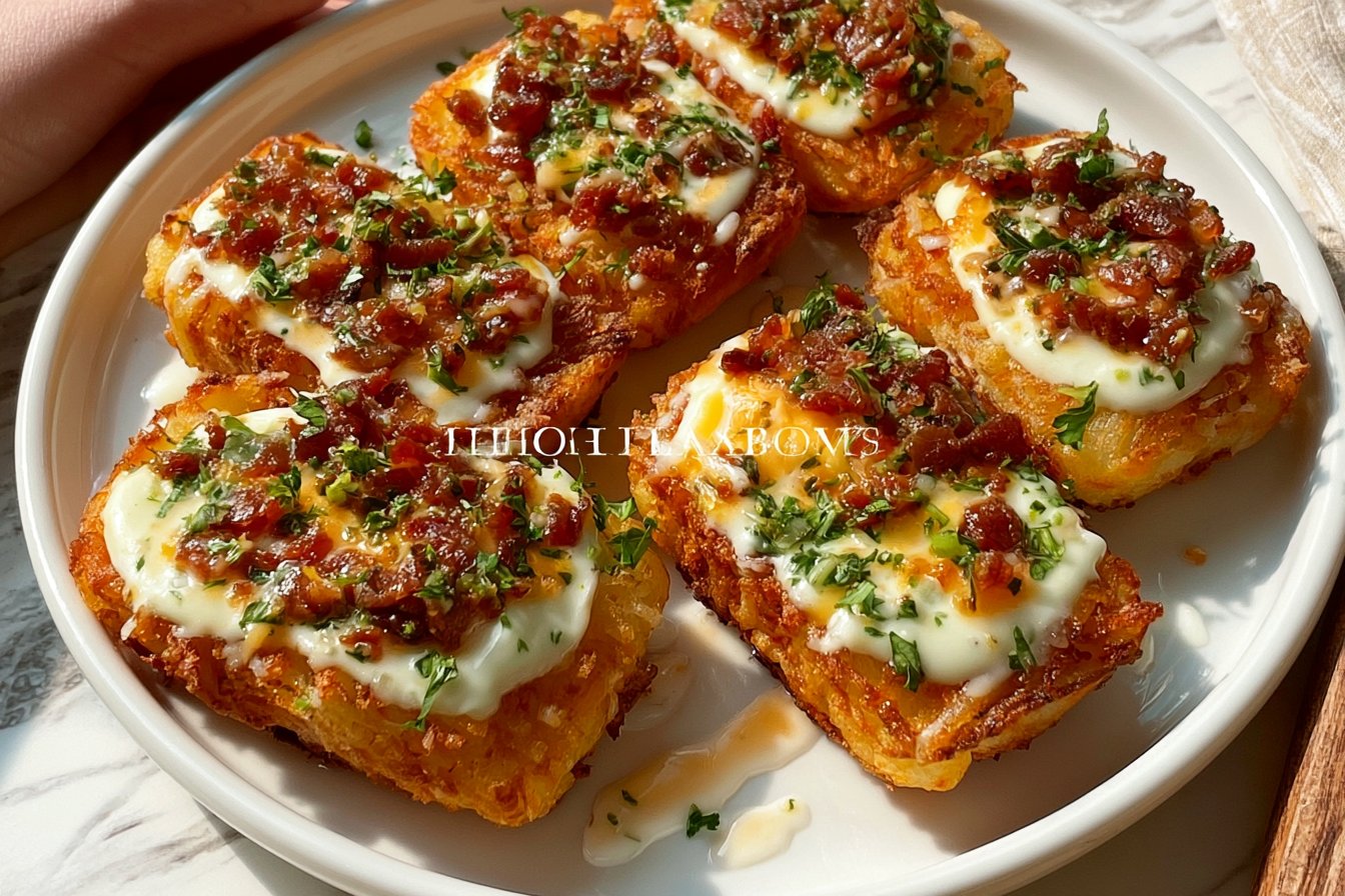 Loaded hashbrowns patty | Loaded hashbrown patties, How to make stuffed hash browns, Hash brown bites