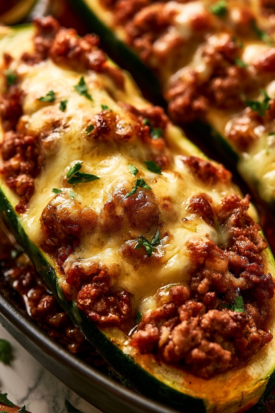 Ground Beef Zucchini Boats