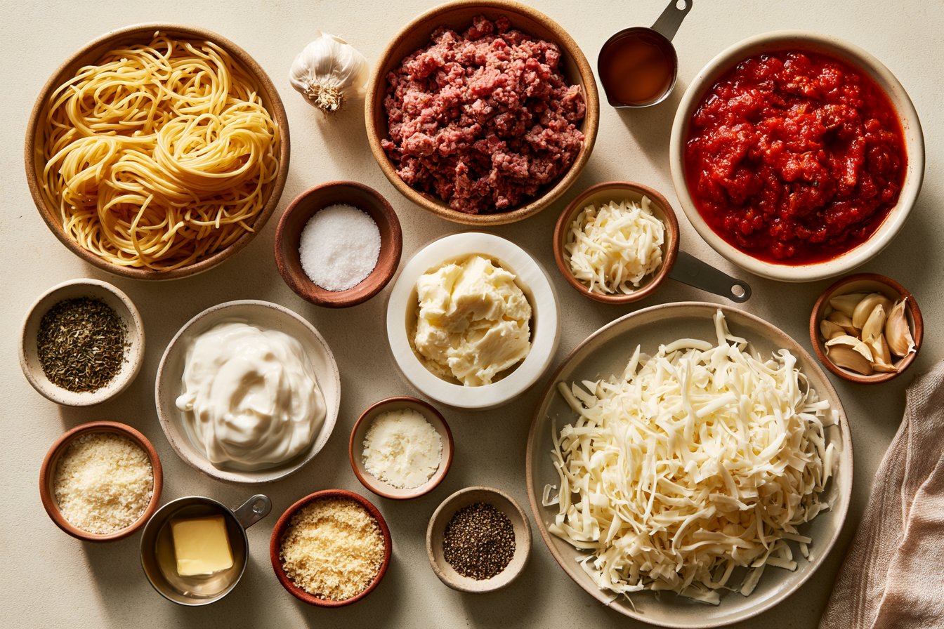 Baked Cream Cheese Spaghetti Casserole