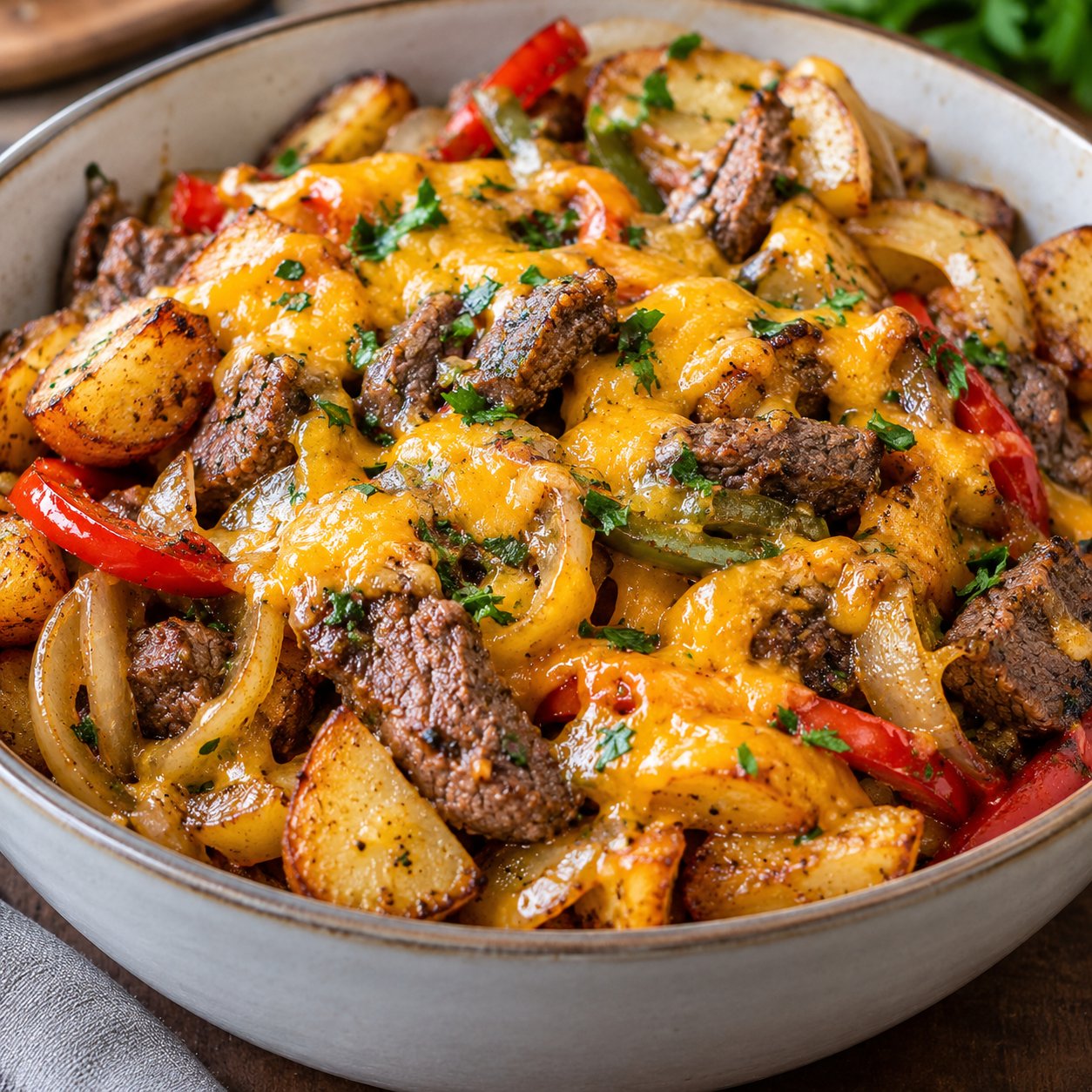 Easy Steak Queso Bowl