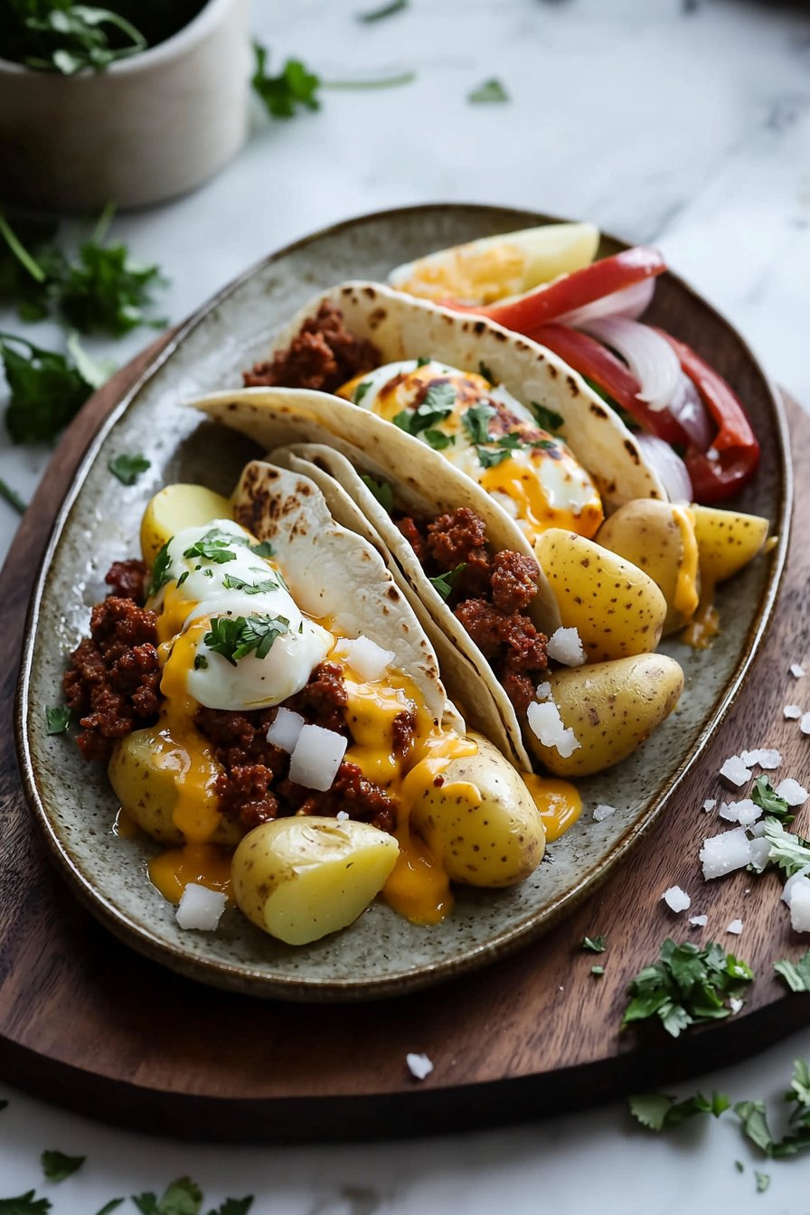 Chorizo Frühstücks-Burritos mit Kartoffeln und Eiern