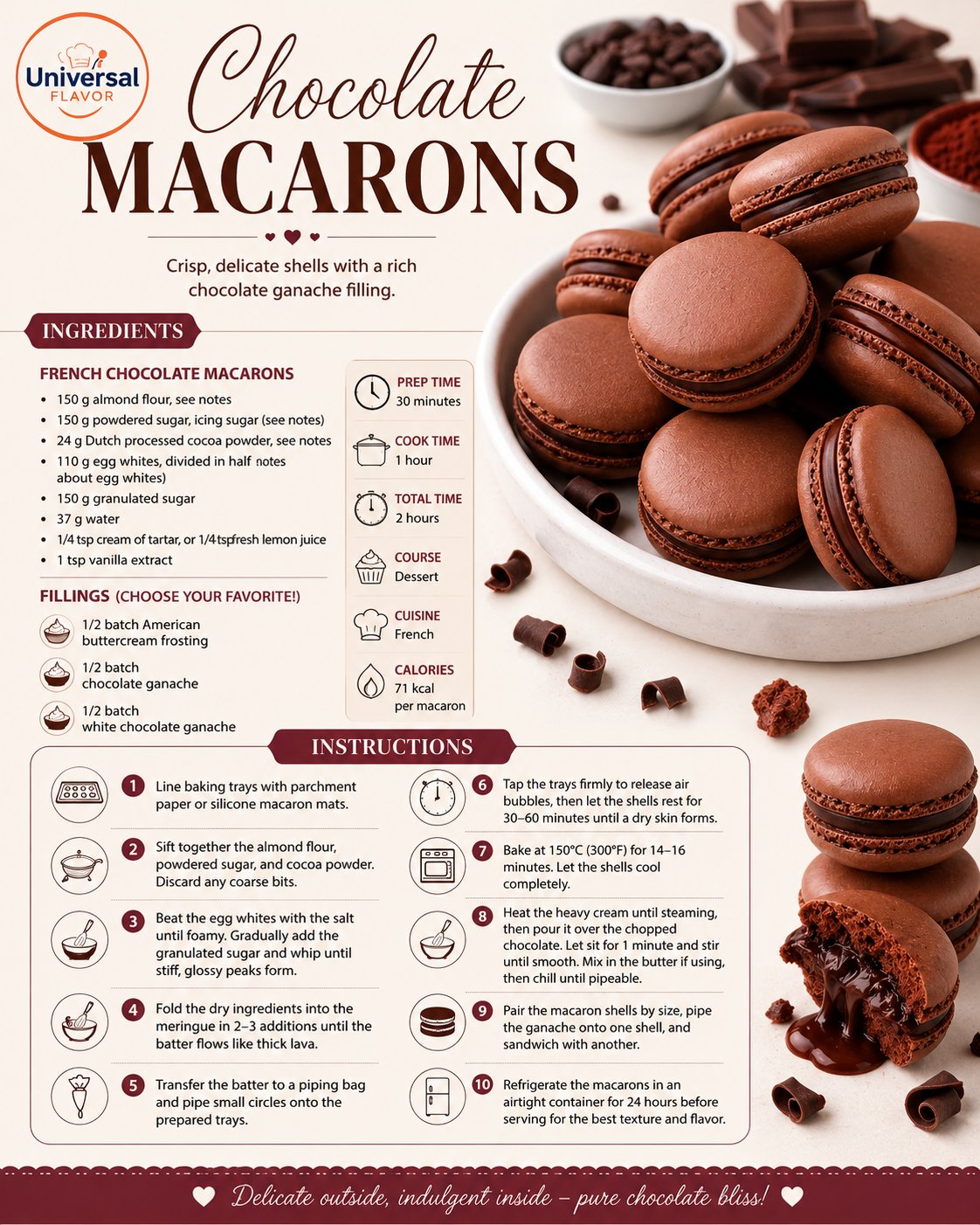 Foolproof Chocolate Macarons Recipe - Step-By-Step
