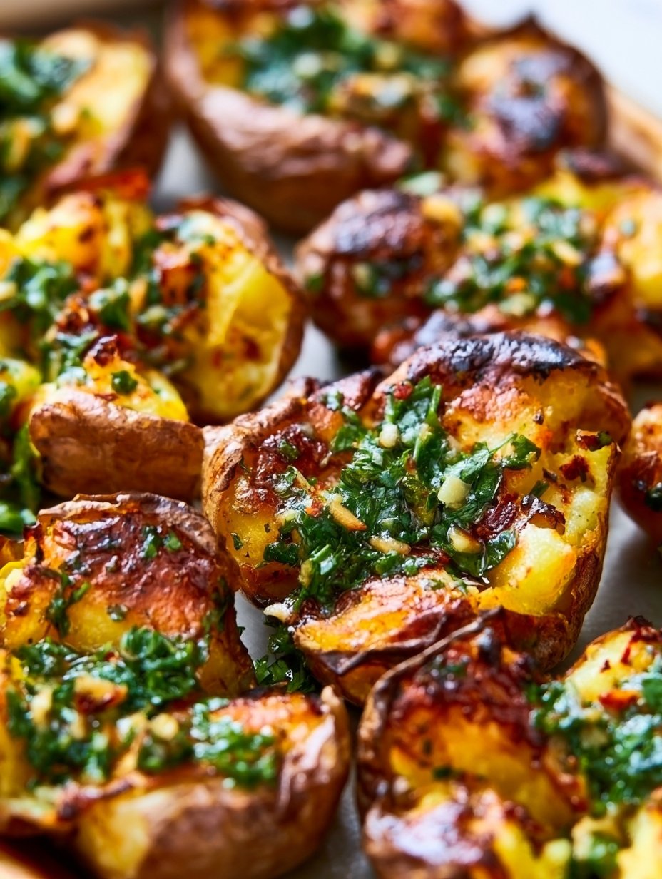 Papas Nuevas Aplastadas y Crujientes al Horno