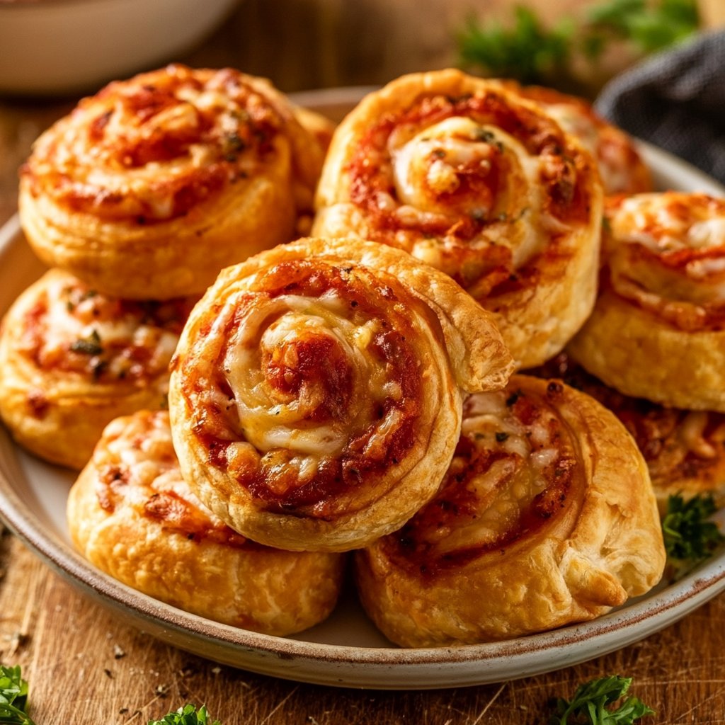 Mini-Pizza-Schnecken mit Blätterteig