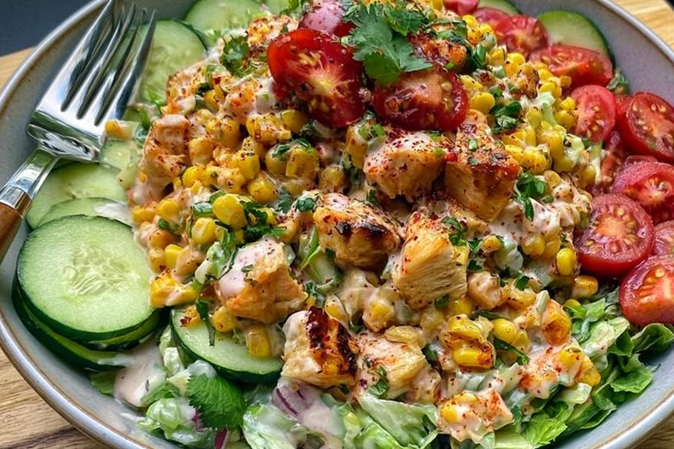 Street Corn Cucumber Chicken Salad