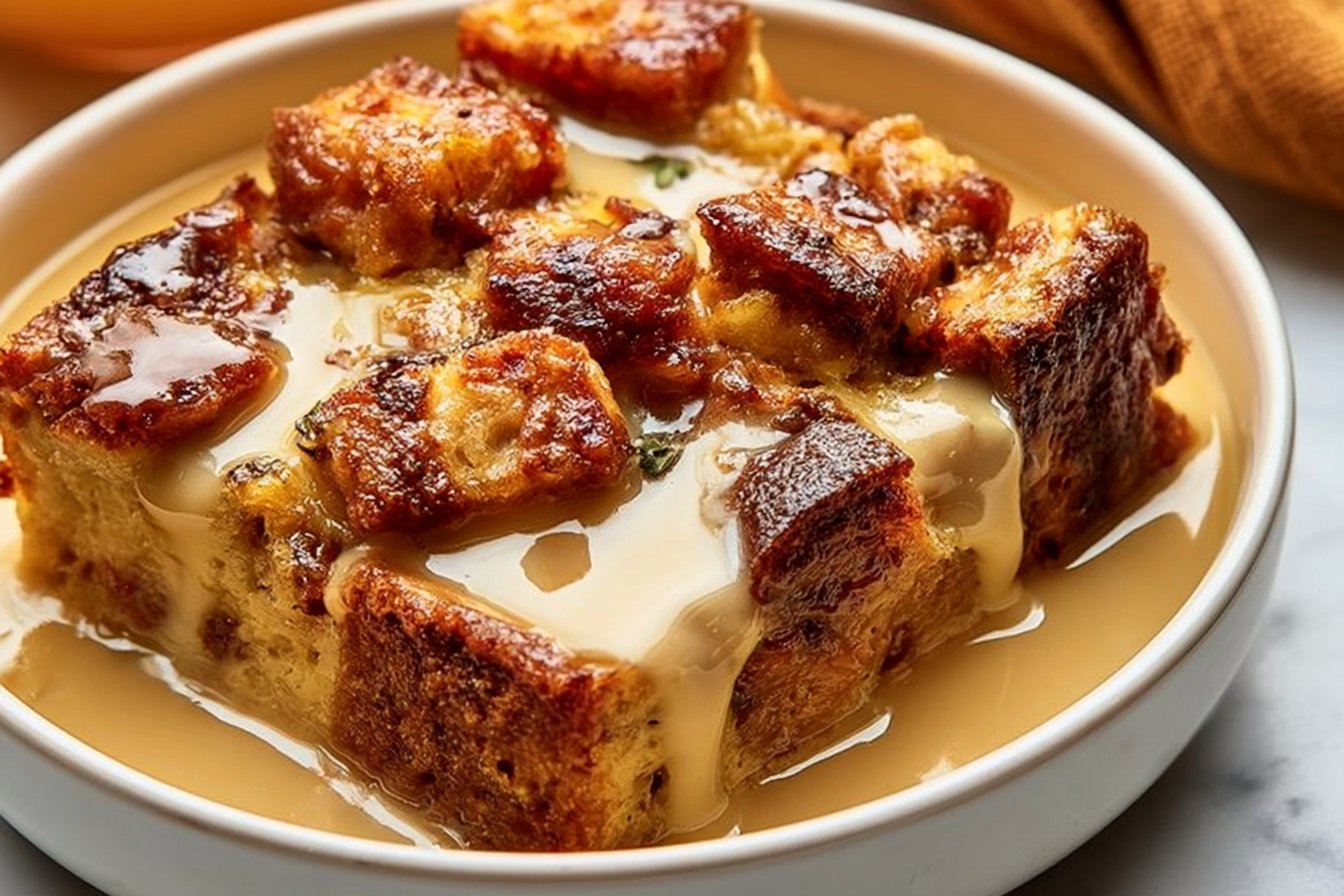 Bread Pudding with Vanilla Caramel Sauce