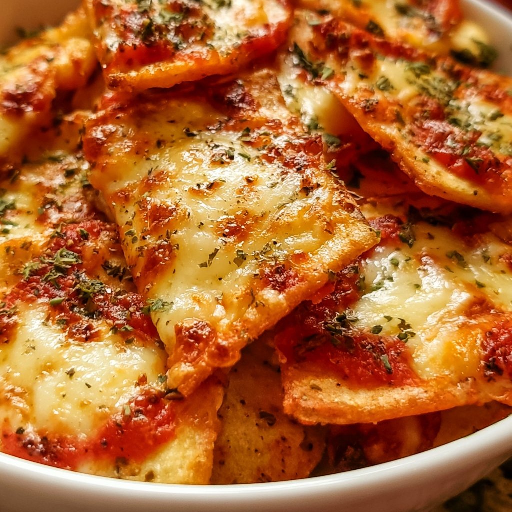 Knusprige Air Fryer Pizza Chips mit Mozzarella-Genuss!