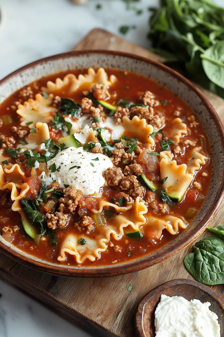 Healthy Crockpot Lasagna Soup