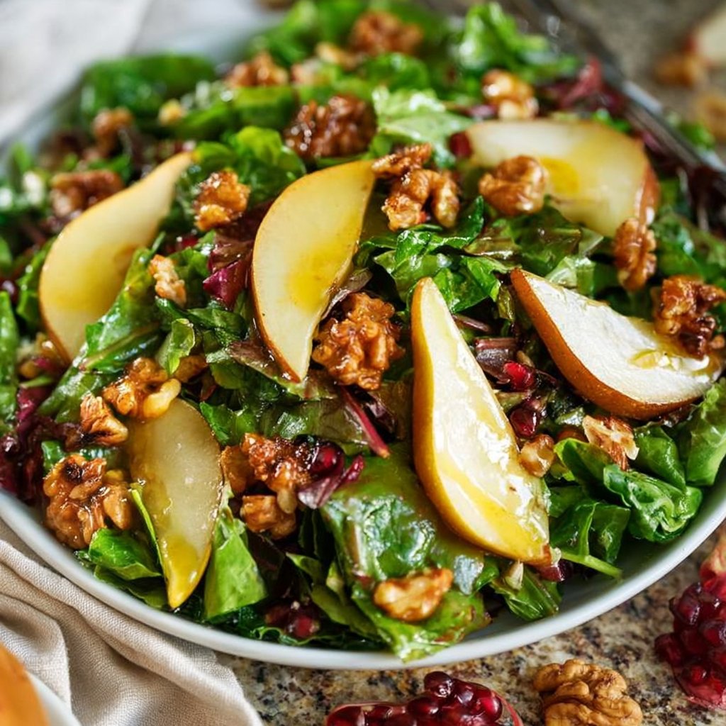 Autumn Kale, Pear, and Toasted Walnut Salad