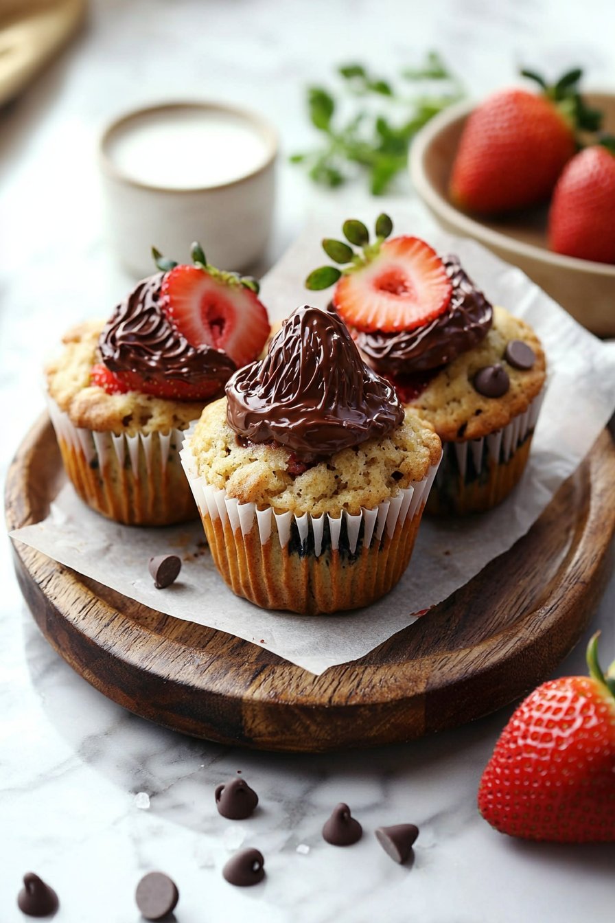 Chocolate Dipped Strawberry Muffins