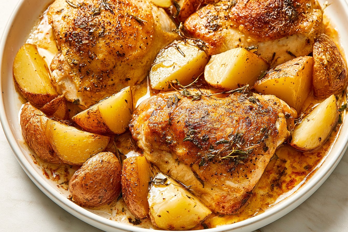 One Pan Baked Chicken and Potatoes 2 Sheet Pan Baked Chicken and Potatoes